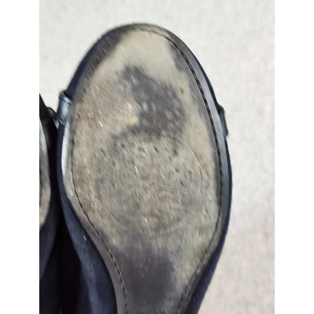 Tory Burch Reva Ballet Flats Womens 7M Navy Blue Suede Logo Medallion